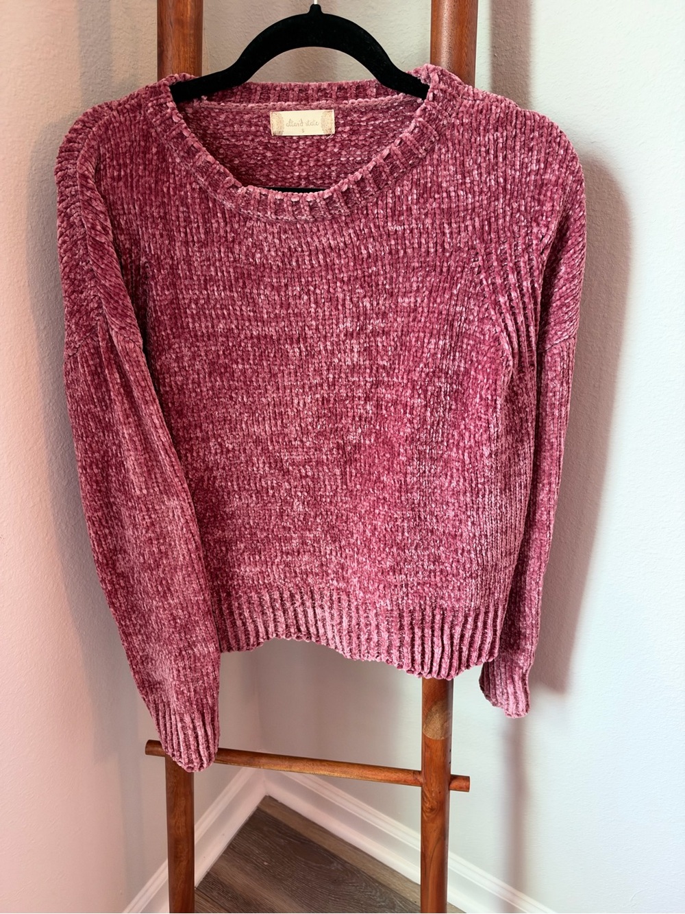 Altar'd State Chenille Crewneck Sweater - Rose